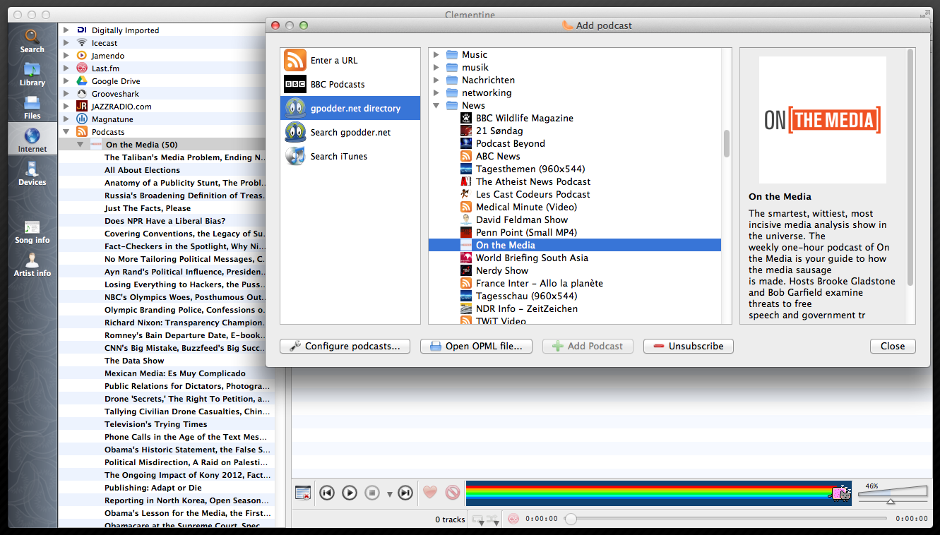 Clementine 1.3.1 software screenshot