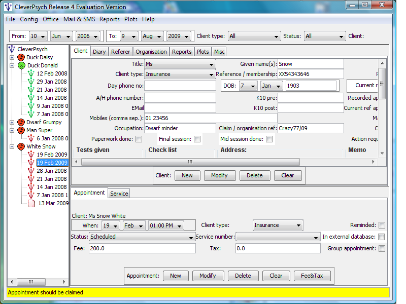 CleverPsych 10.2 software screenshot