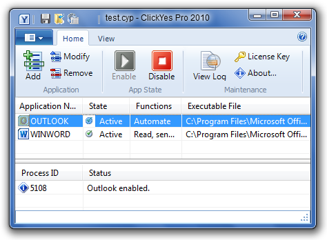 ClickYes Pro 2010 3.5.5.1 software screenshot