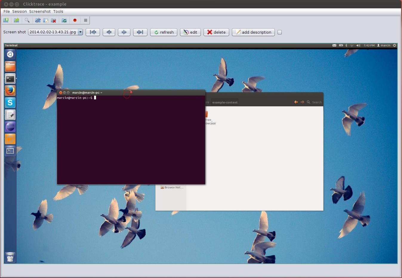 Clicktrace 1.2 software screenshot