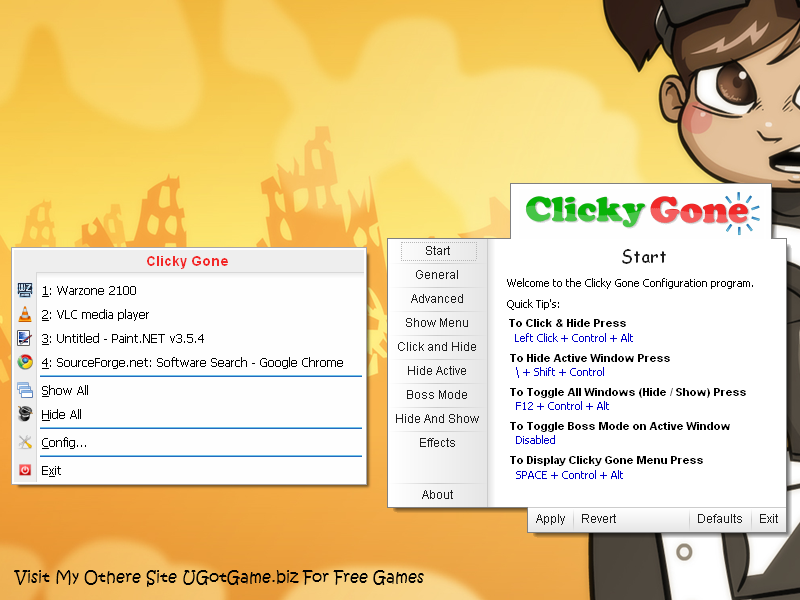 Clicky Gone Portable 1.4.4.1 software screenshot