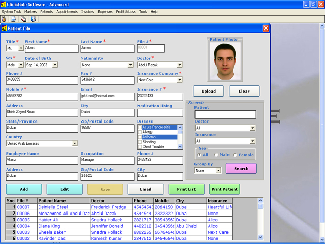 ClinicGate Advanced 2006 software screenshot