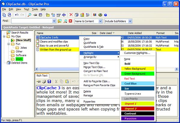 ClipCache Pro 3.5.3 software screenshot
