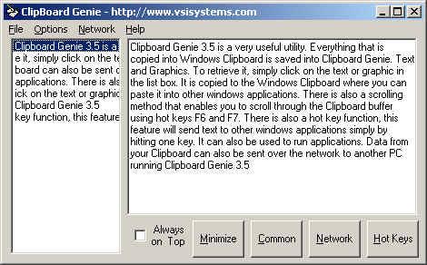 Clipboard Genie 4.1 software screenshot