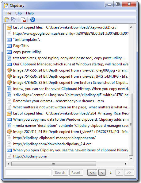 ClipDiary 4.0 software screenshot