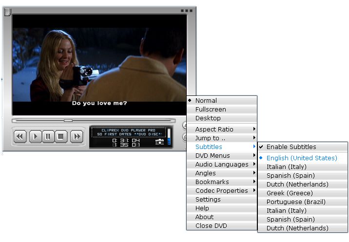 Cliprex DVD Player Professional 1.0 software screenshot