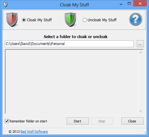 Cloak My Stuff 1.001 software screenshot