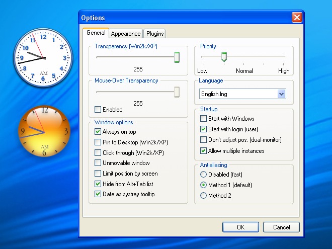 ClocX 1.6 software screenshot