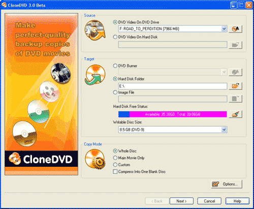 Clone DVD 3.9 software screenshot