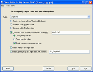 Clone Table for SQL Server 1.08.00 software screenshot