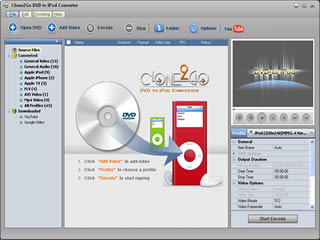 Clone2Go DVD to iPod Converter 1.9.7 software screenshot