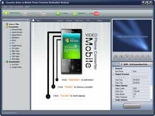 Clone2Go Video to Mobile Phone Converter 1.9.7 software screenshot