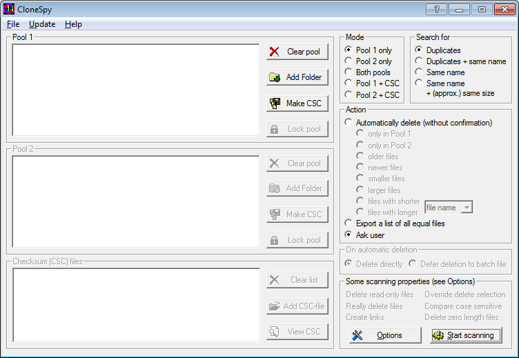 CloneSpy 3.34 software screenshot