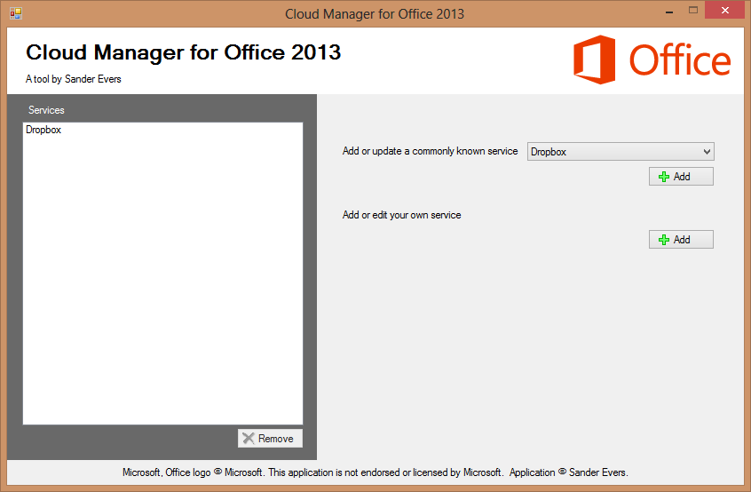 Cloud Manager for Office 2013 0.4 software screenshot