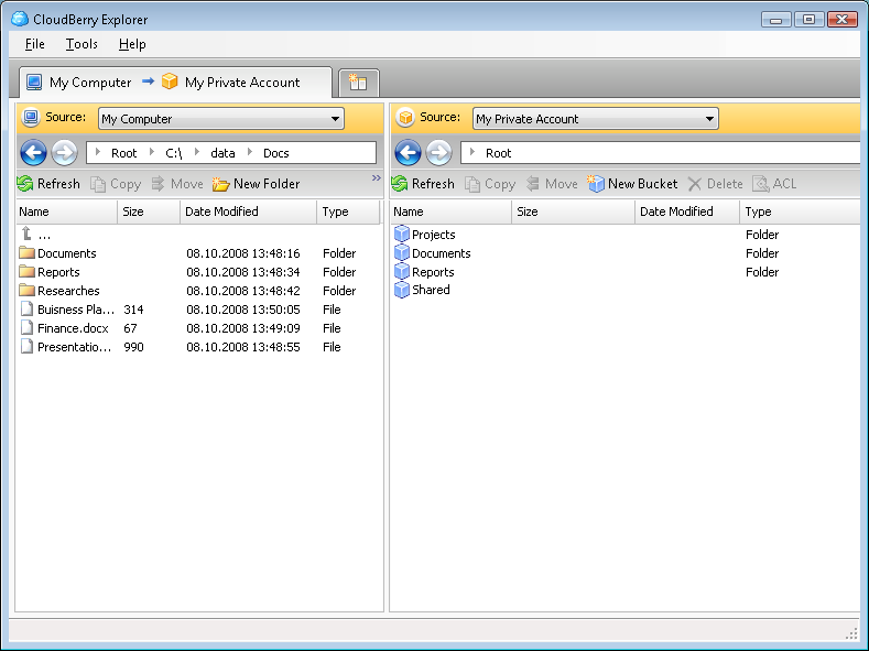 CloudBerry Explorer for Amazon S3 3.8.6.25 software screenshot