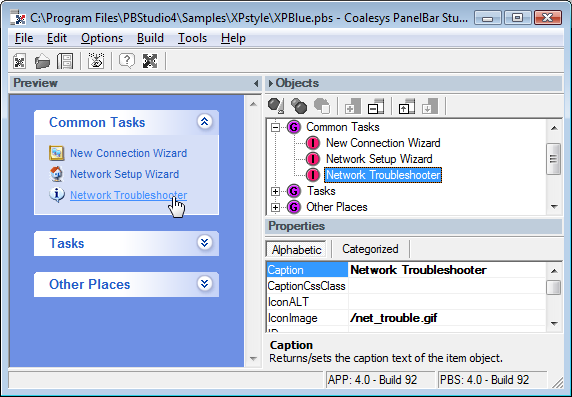 Coalesys PanelBar Studio 7.0.106.0 software screenshot