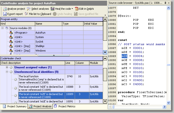 CodeHealer 2.6 software screenshot