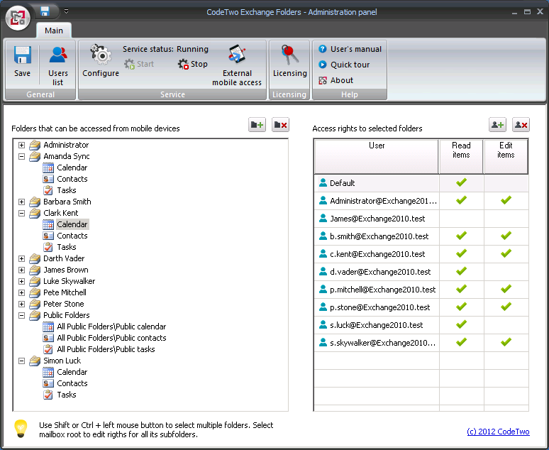 CodeTwo Exchange Folders 1.0.0.24 software screenshot