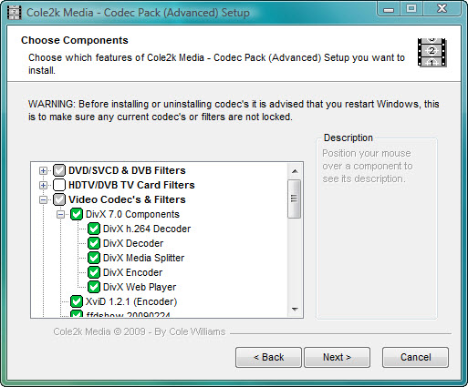 Codec Pack - Advanced 7.9.3 software screenshot