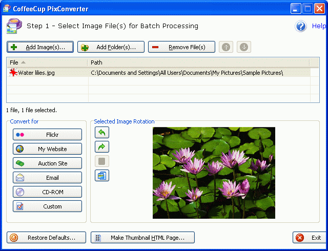 CoffeeCup PixConverter 4.0 software screenshot