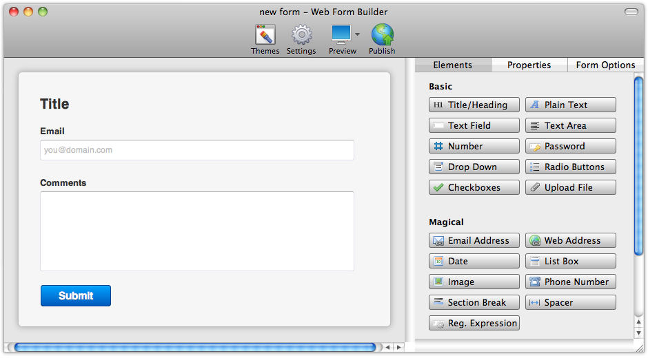 CoffeeCup Web Form Builder Lite 2.9.5480 software screenshot