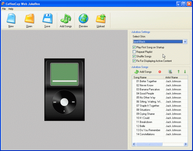 CoffeeCup Web JukeBox 4.6 software screenshot