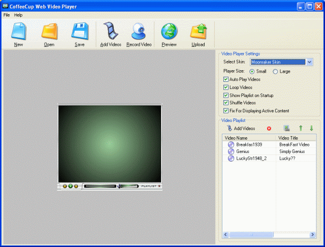 CoffeeCup Web Video Player 5.3 software screenshot