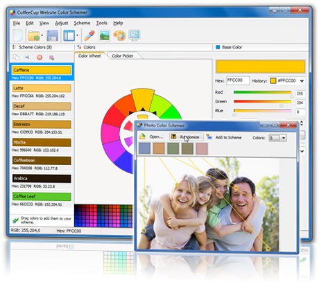 CoffeeCup Website Color Schemer 4.1 software screenshot