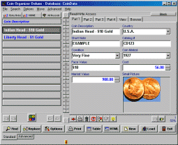 Coin Organizer Deluxe 4.0 software screenshot