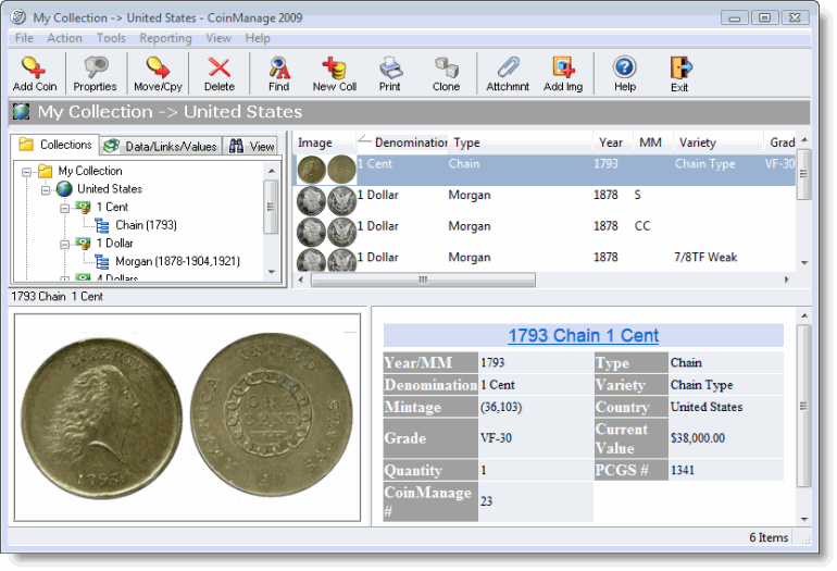 CoinManage Coin Collecting Software 2011 software screenshot