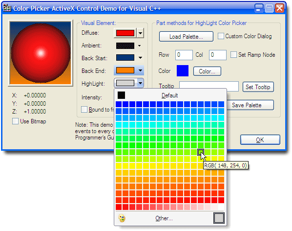 Color Picker ActiveX Control 2.0.1 software screenshot