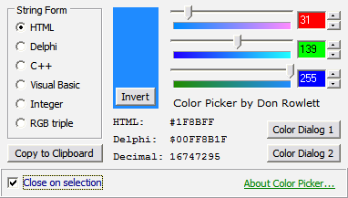 Color Picker Plugin for Notepad++ 2.3 software screenshot