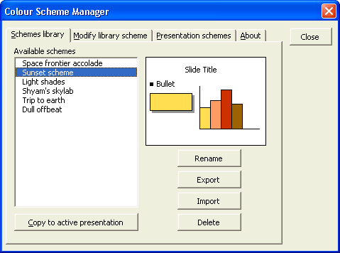 Color Scheme Manager 1.0 software screenshot