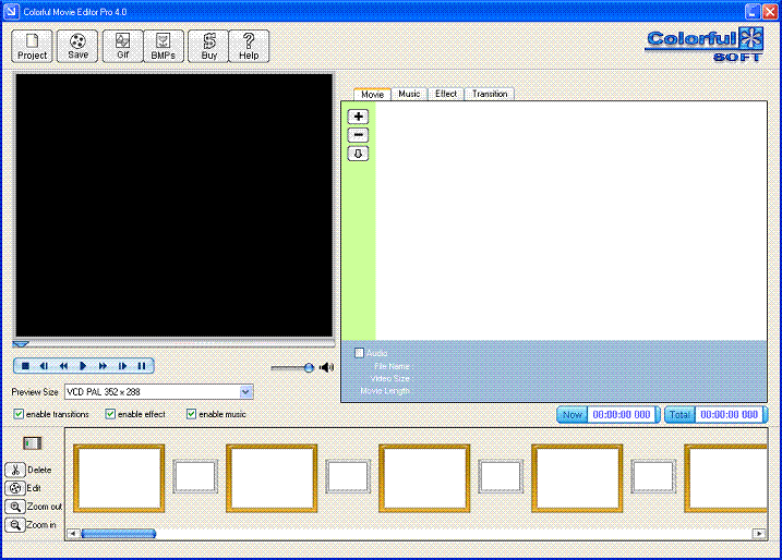 Colorful Movie Editor 4.0 software screenshot