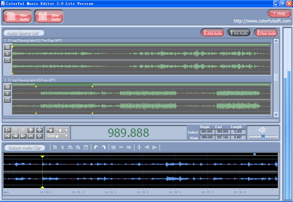 Colorful Music Editor Lite Version 2.0.2 software screenshot