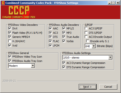 Combined Community Codec Pack 2015-10-18 software screenshot