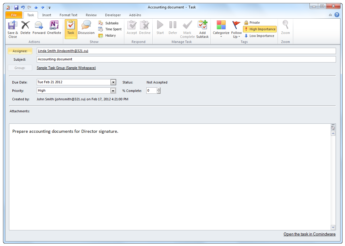 Comindware Tracker and Task Management 560.0 software screenshot