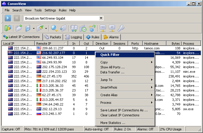 CommView 6.5.762 software screenshot