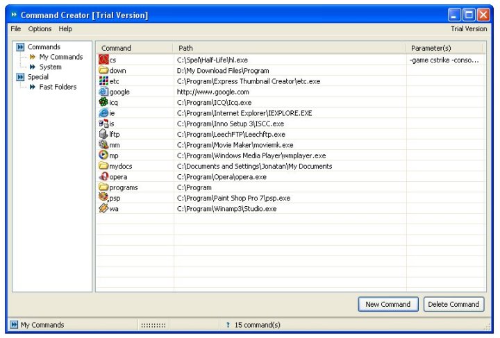 Command Creator 3.0 software screenshot