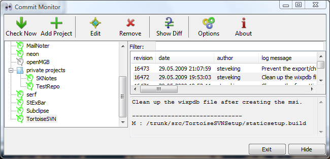 CommitMonitor 1.11.0.1073 software screenshot