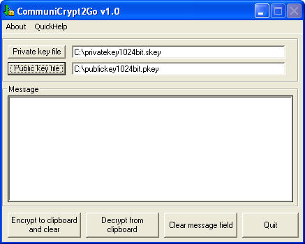 CommuniCrypt2Go 1.00 software screenshot