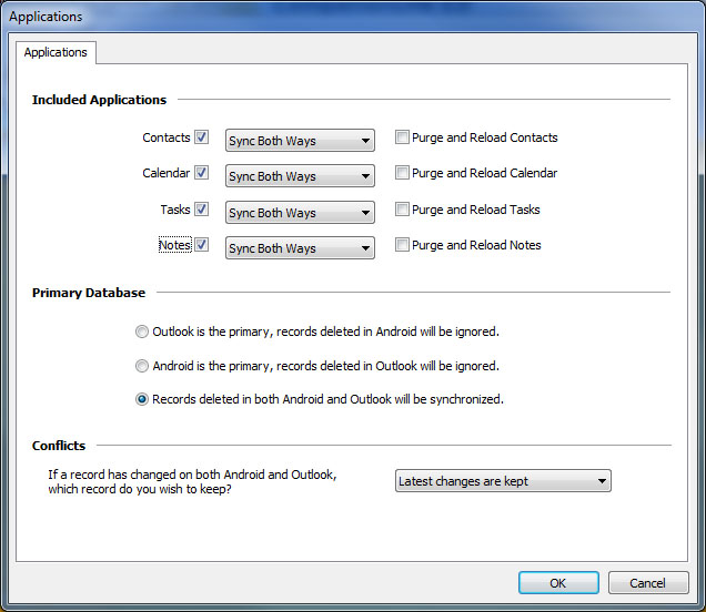 CompanionLink for Outlook.com / Windows Live 7.0.44.4.7044 software screenshot