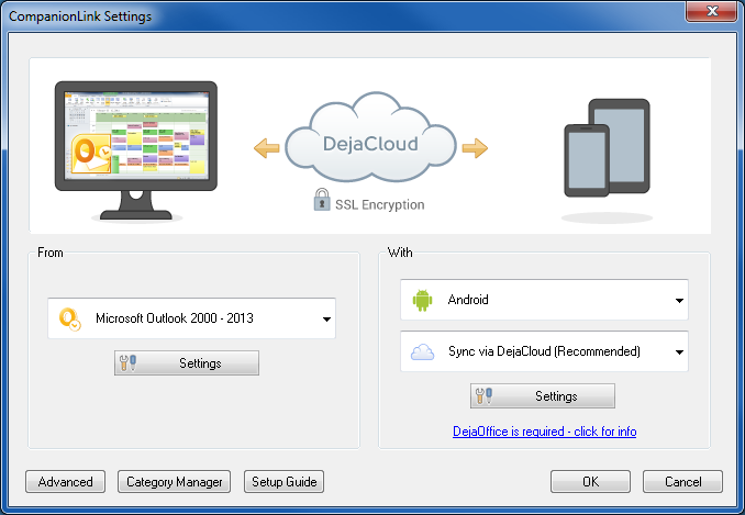 CompanionLink for Outlook 7.0.44.4.7044 software screenshot