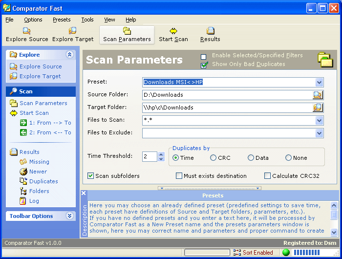 Comparator Fast 1.2.4.1 software screenshot