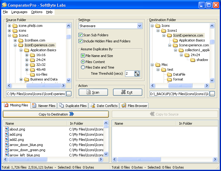 ComparatorPro 4.101 software screenshot