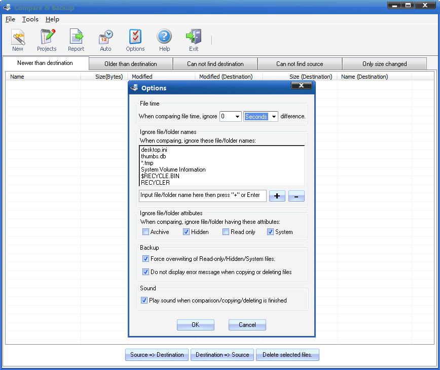 Compare & Backup 3.0 software screenshot