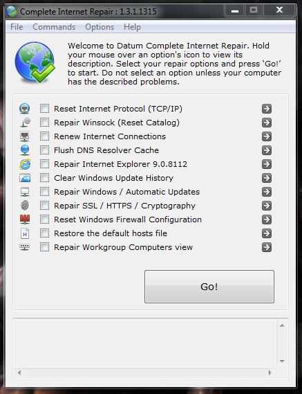 Complete Internet Repair 3.1.3.2852 software screenshot