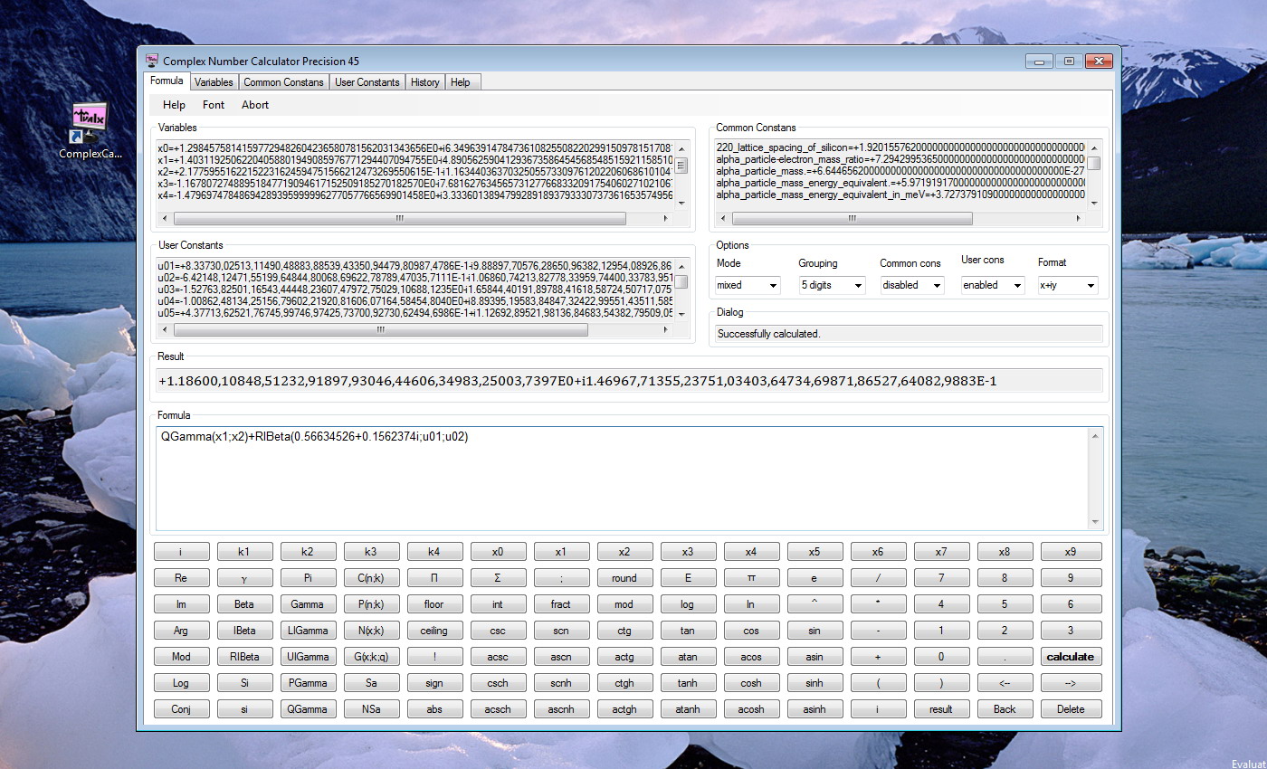 Complex Number Calculator Precision 45 1.0.1.0 software screenshot