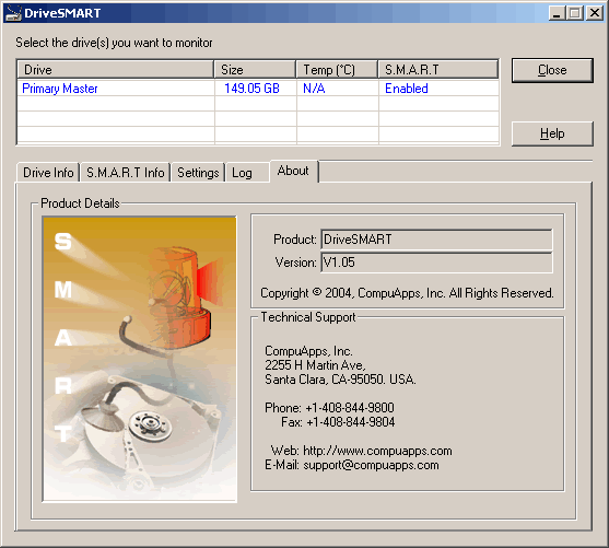 CompuApps DriveSMART 1.11 software screenshot
