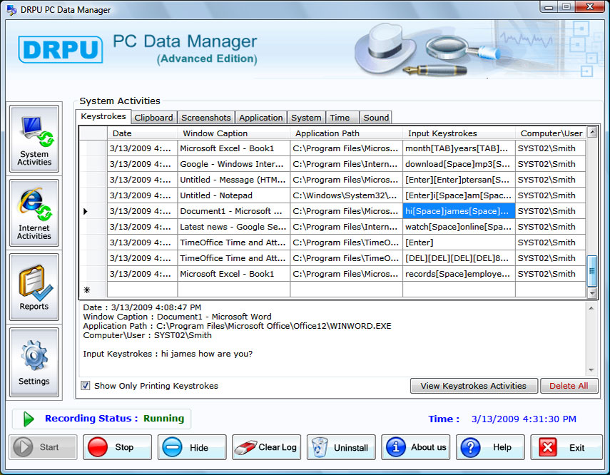 Computer Monitoring Programs 5.0.1.5 software screenshot